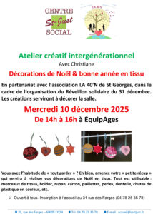 -2025 12 10 Atelier déco Noël et bonne année en tissu - Réveillon solidaire -